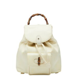 Gucci Bamboo Backpack white nylon leather